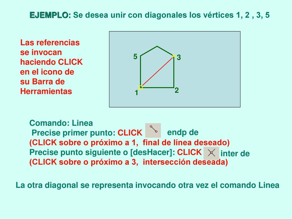 EJEMPLO: Se desea unir con diagonales los vértices 1, 2 , 3, 5