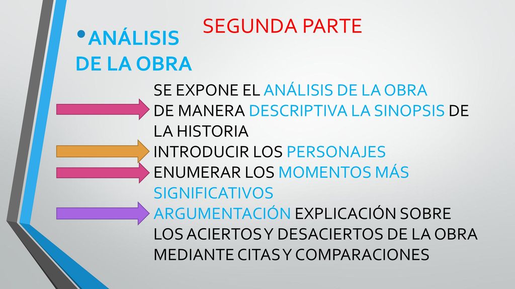 SEGUNDA PARTE ANÁLISIS DE LA OBRA SE EXPONE EL ANÁLISIS DE LA OBRA
