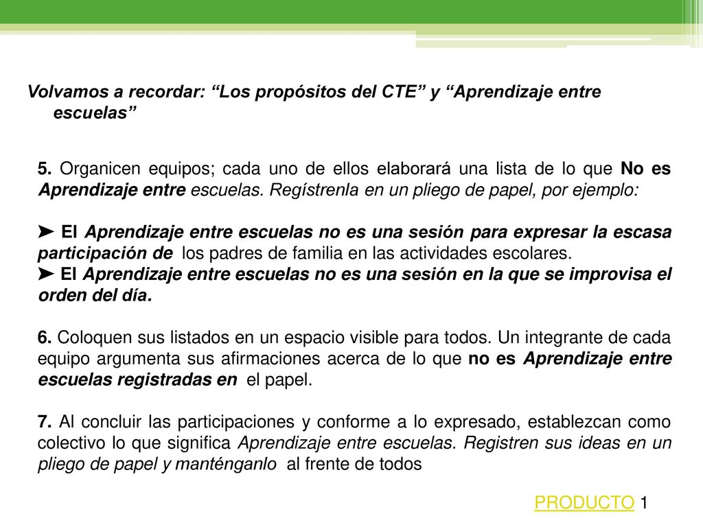 Volvamos a recordar: Los propósitos del CTE y Aprendizaje entre escuelas