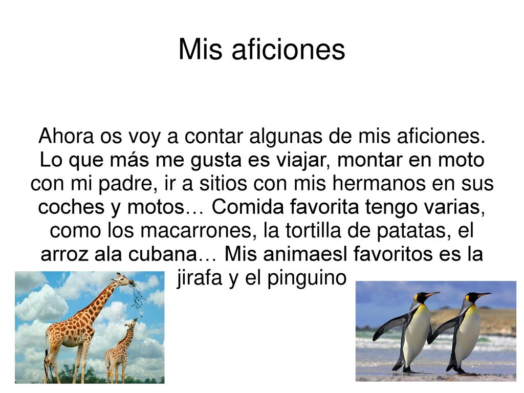 Ahora os voy a contar algunas de mis aficiones.