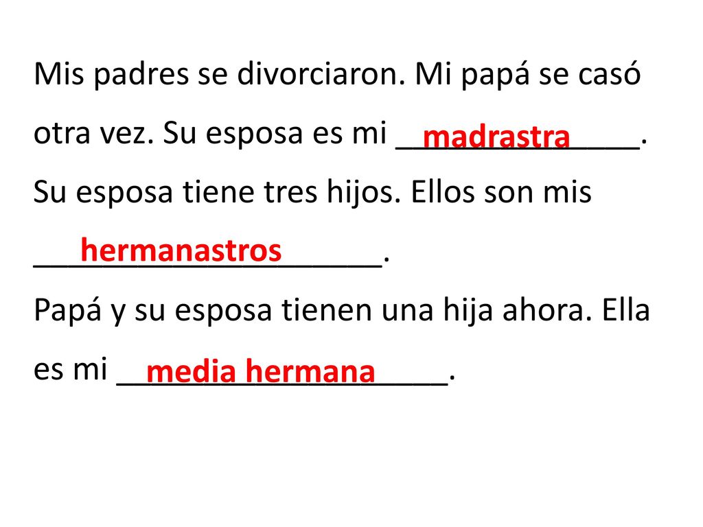 Mis padres se divorciaron. Mi papá se casó otra vez