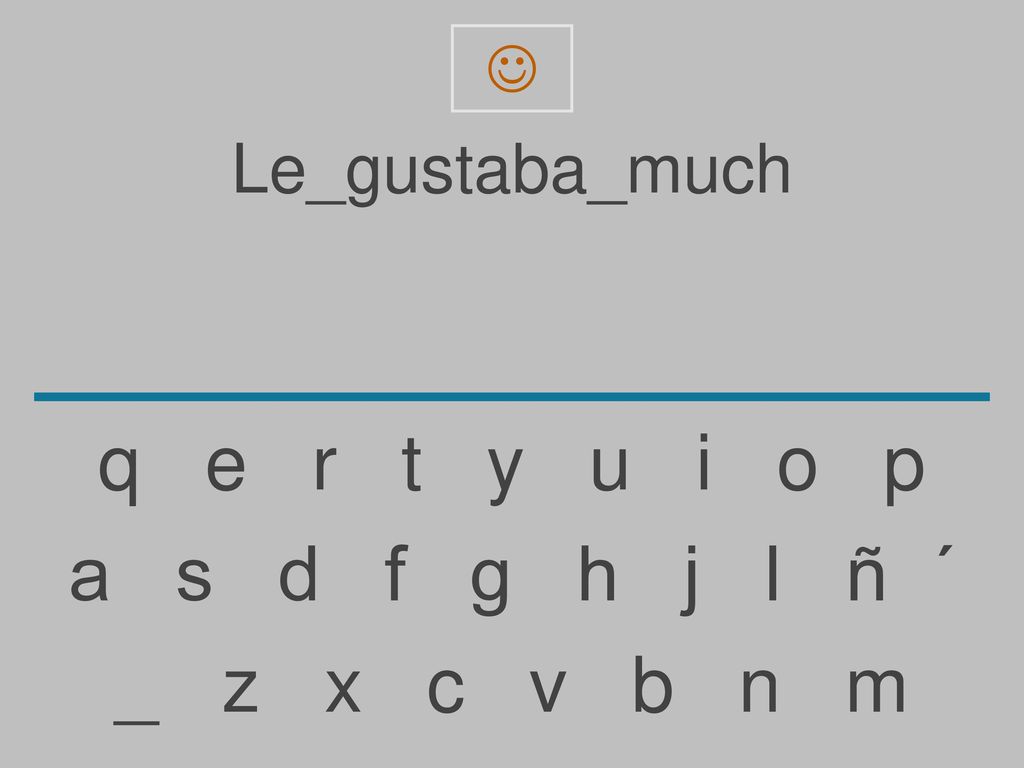 q e r t y u i o p a s d f g h j l ñ ´ _ z x c v b n m Le_gustaba_much