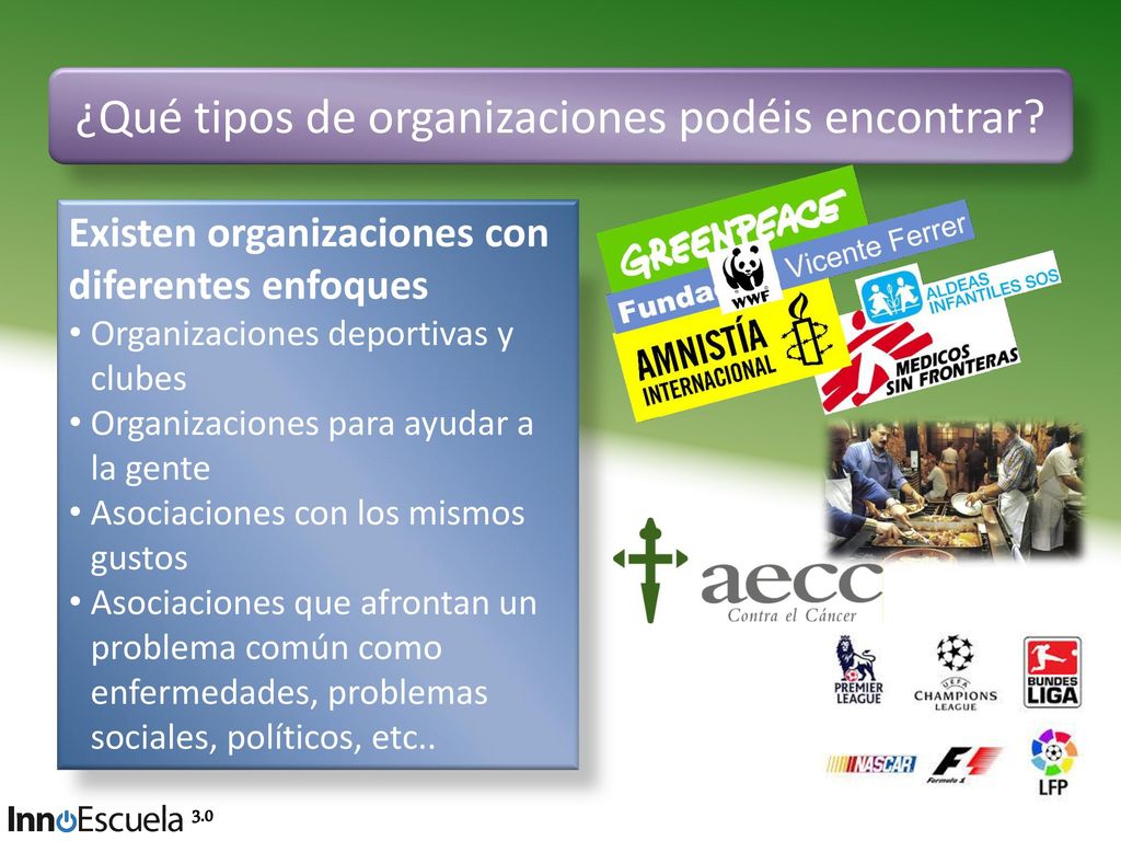 ¿Qué tipos de organizaciones podéis encontrar
