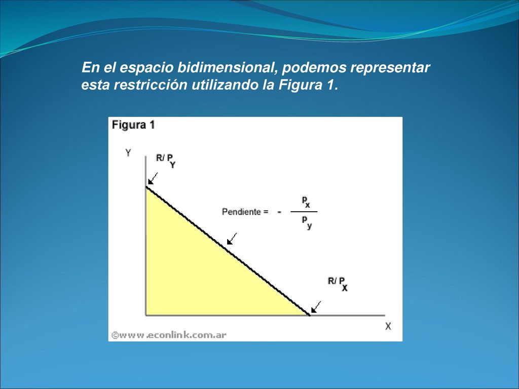 En el espacio bidimensional, podemos representar esta restricción utilizando la Figura 1.