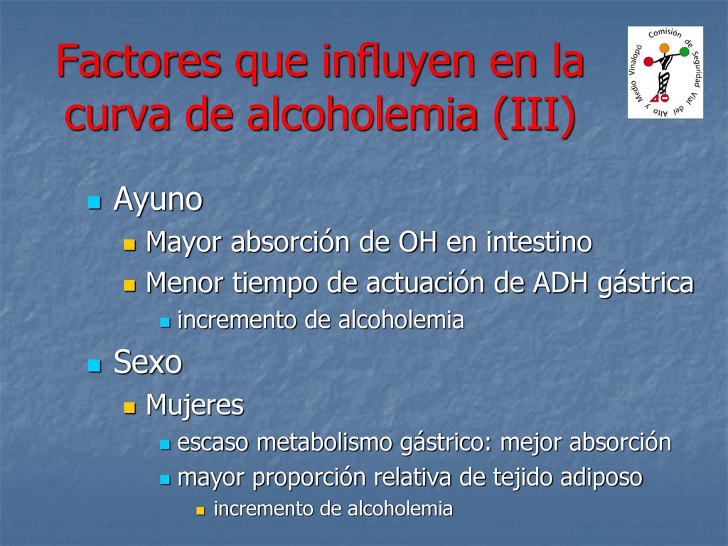 Factores que influyen en la curva de alcoholemia (III)