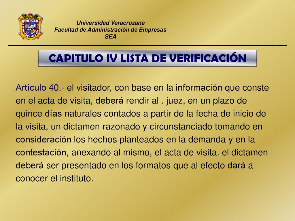 CAPITULO IV LISTA DE VERIFICACIÓN