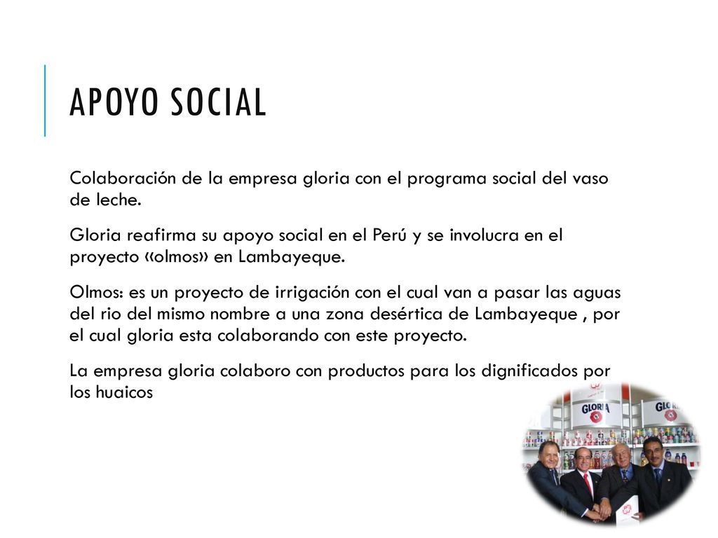 Apoyo Social Colaboración de la empresa gloria con el programa social del vaso de leche.