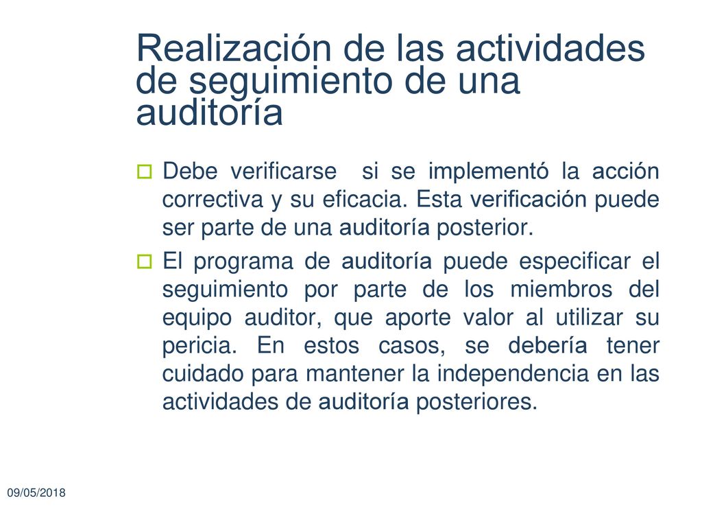 Realización de las actividades de seguimiento de una auditoría