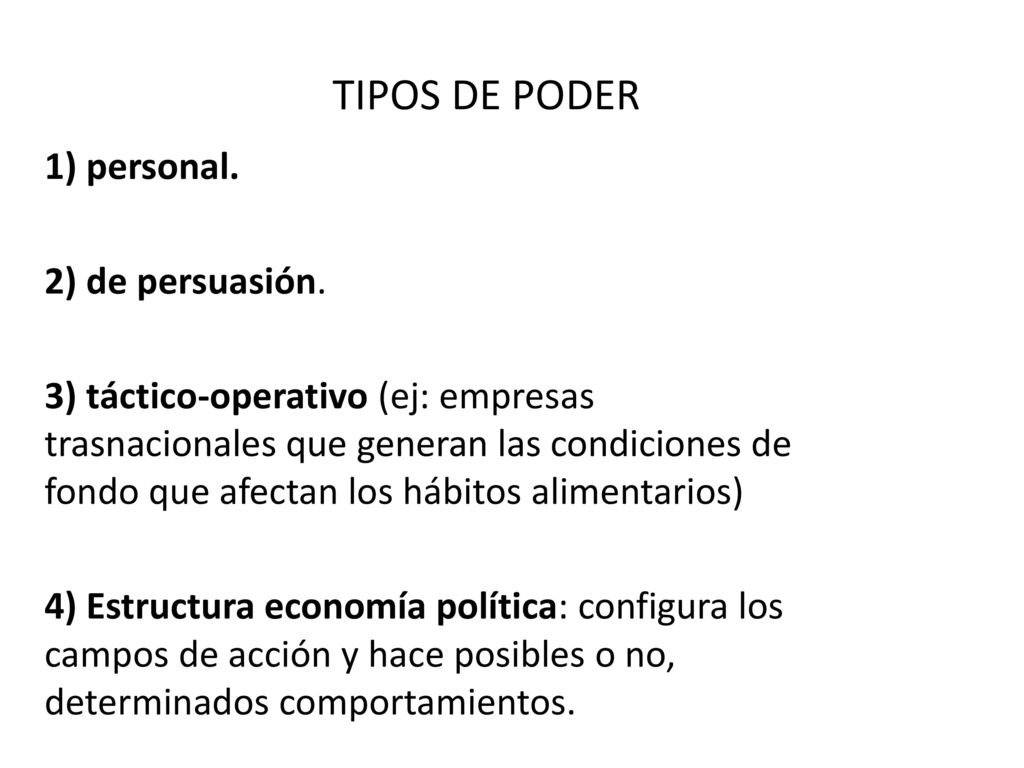 TIPOS DE PODER 1) personal. 2) de persuasión.