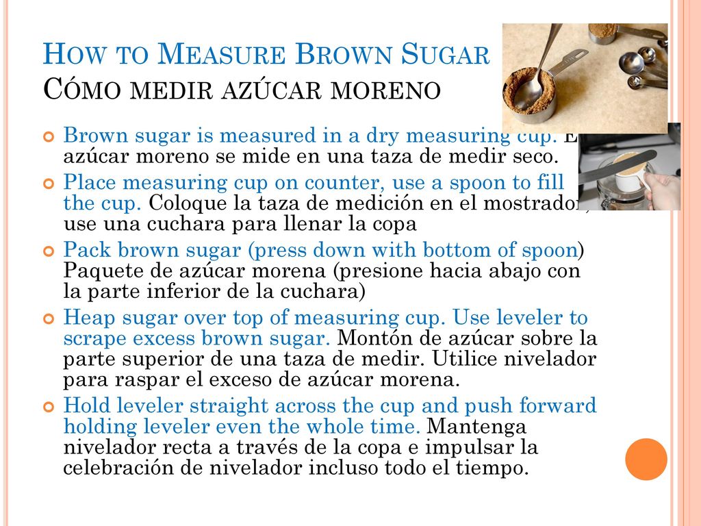 How to Measure Brown Sugar Cómo medir azúcar moreno