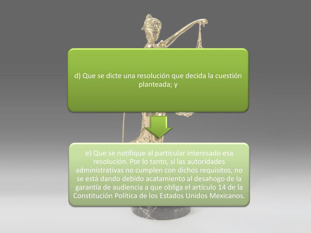 d) Que se dicte una resolución que decida la cuestión planteada; y