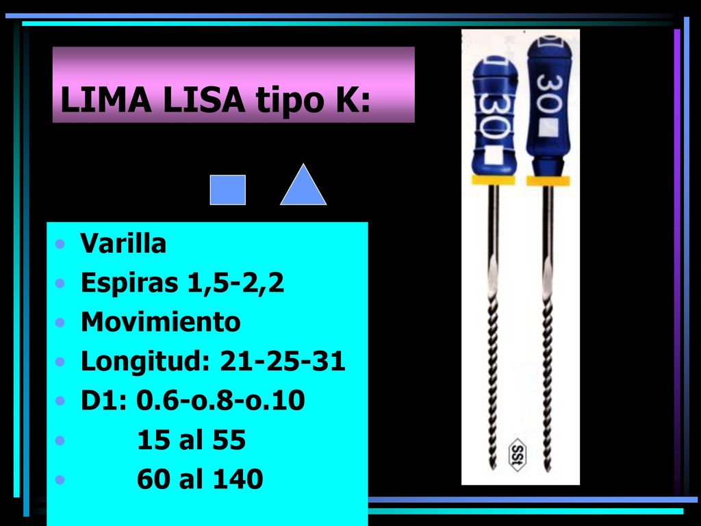 LIMA LISA tipo K: Varilla Espiras 1,5-2,2 Movimiento
