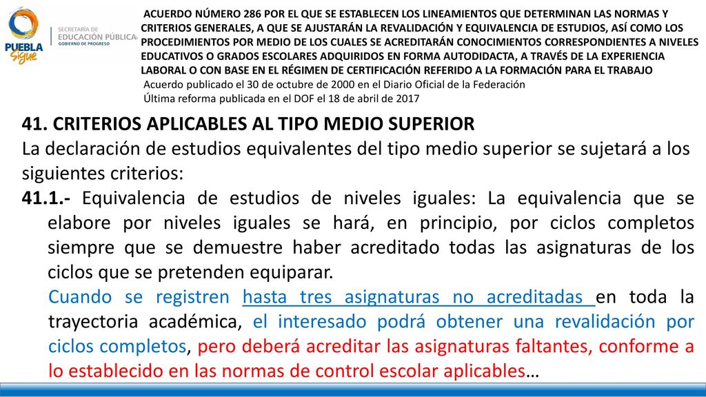 41. CRITERIOS APLICABLES AL TIPO MEDIO SUPERIOR