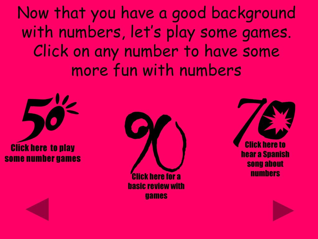 Now that you have a good background with numbers, let’s play some games. Click on any number to have some more fun with numbers