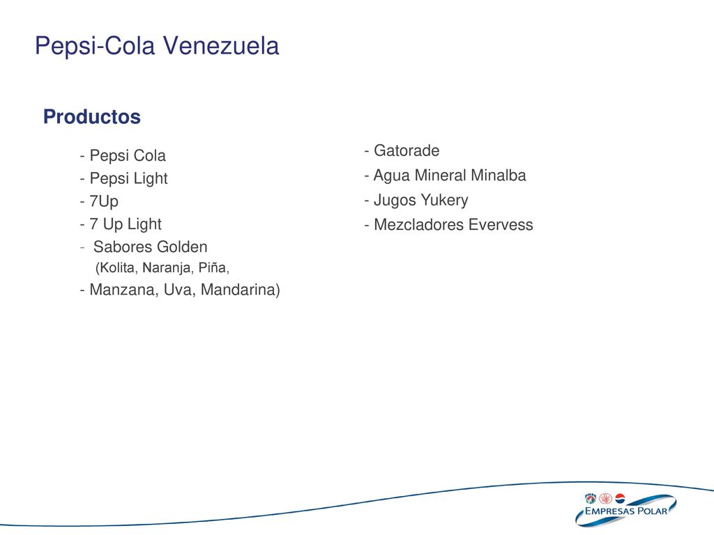 Pepsi-Cola Venezuela Productos - Pepsi Cola - Pepsi Light - 7Up