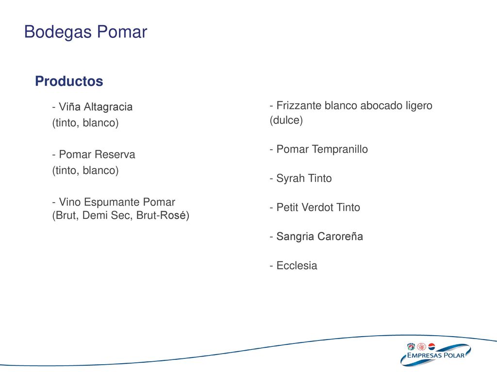 Bodegas Pomar Productos - Viña Altagracia