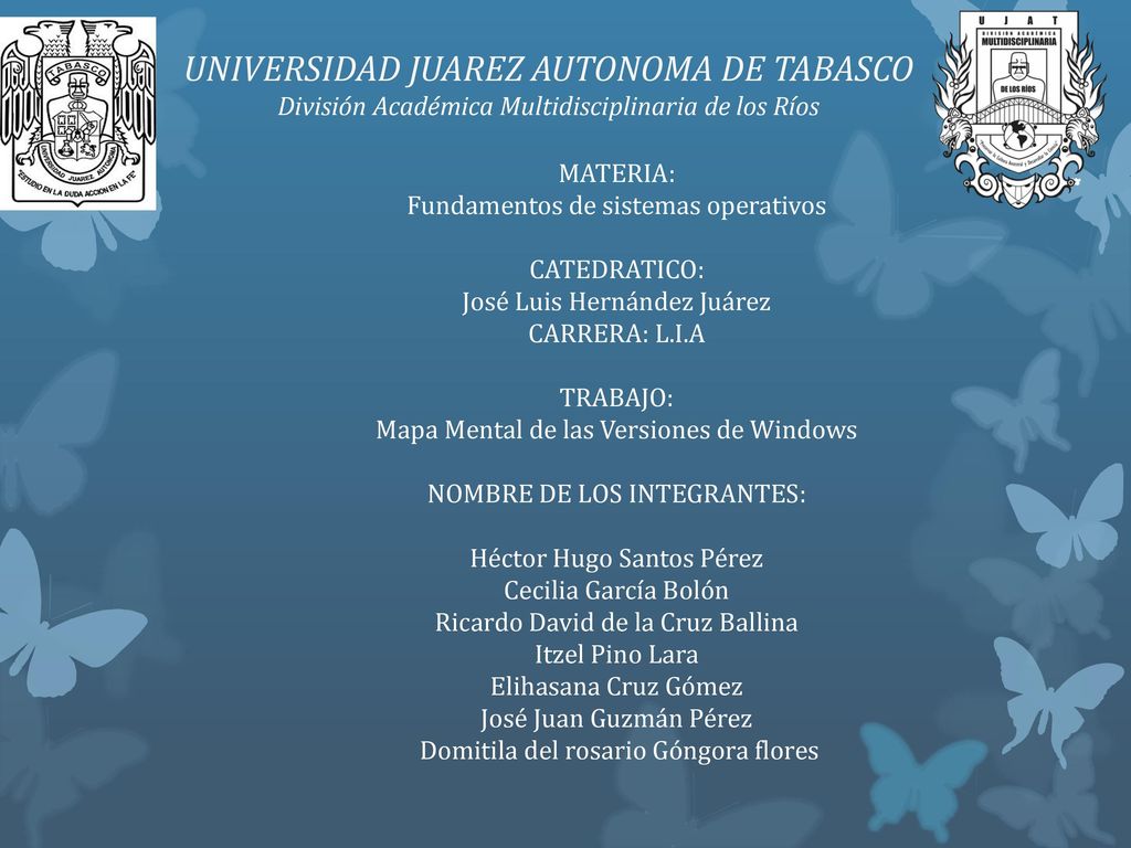 UNIVERSIDAD JUAREZ AUTONOMA DE TABASCO División Académica Multidisciplinaria de los Ríos