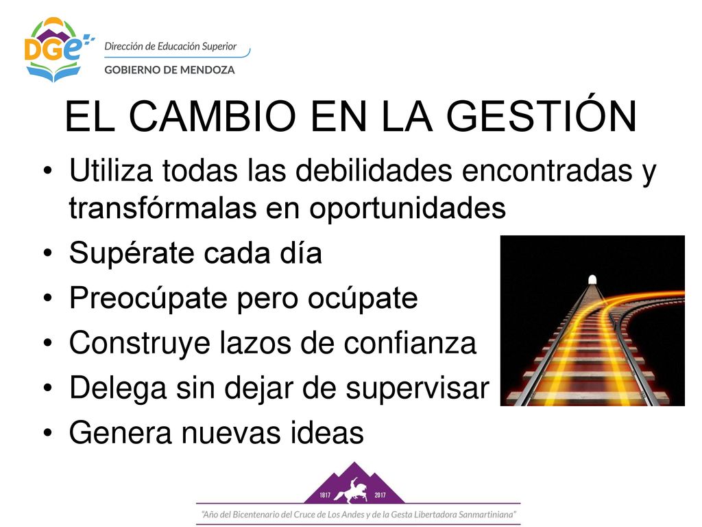 EL CAMBIO EN LA GESTIÓN Utiliza todas las debilidades encontradas y transfórmalas en oportunidades.