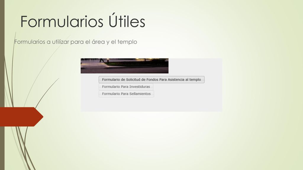 Formularios a utilizar para el área y el templo