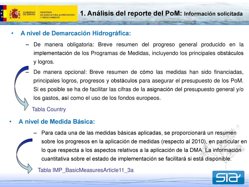1. Análisis del reporte del PoM: Información solicitada