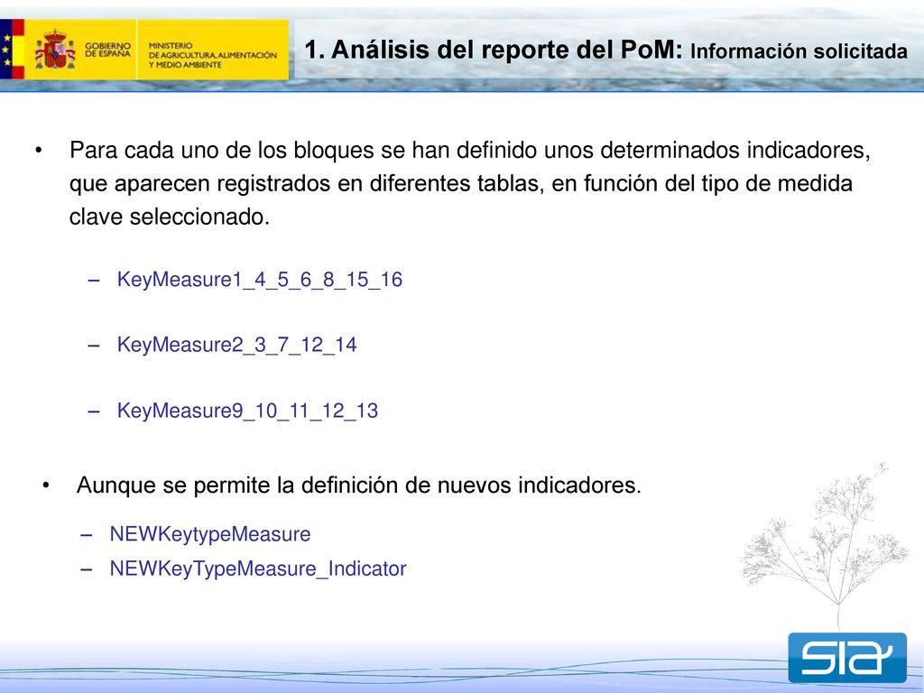 1. Análisis del reporte del PoM: Información solicitada
