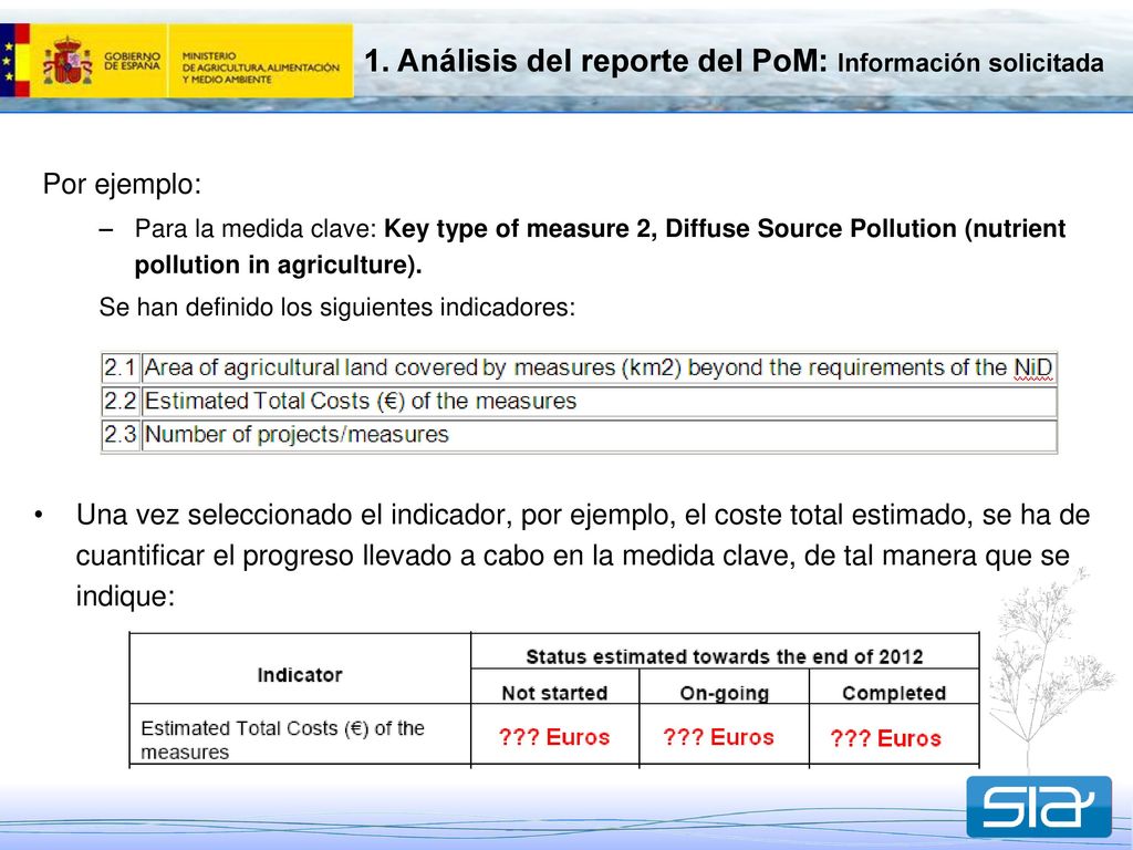 1. Análisis del reporte del PoM: Información solicitada