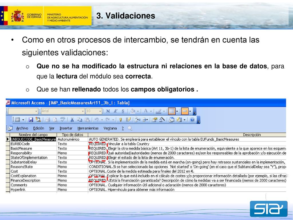 3. Validaciones Como en otros procesos de intercambio, se tendrán en cuenta las siguientes validaciones: