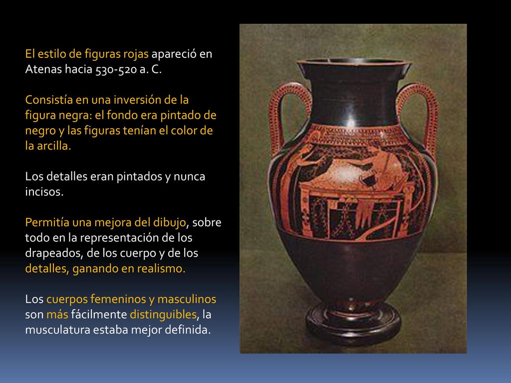 El estilo de figuras rojas apareció en Atenas hacia a. C.