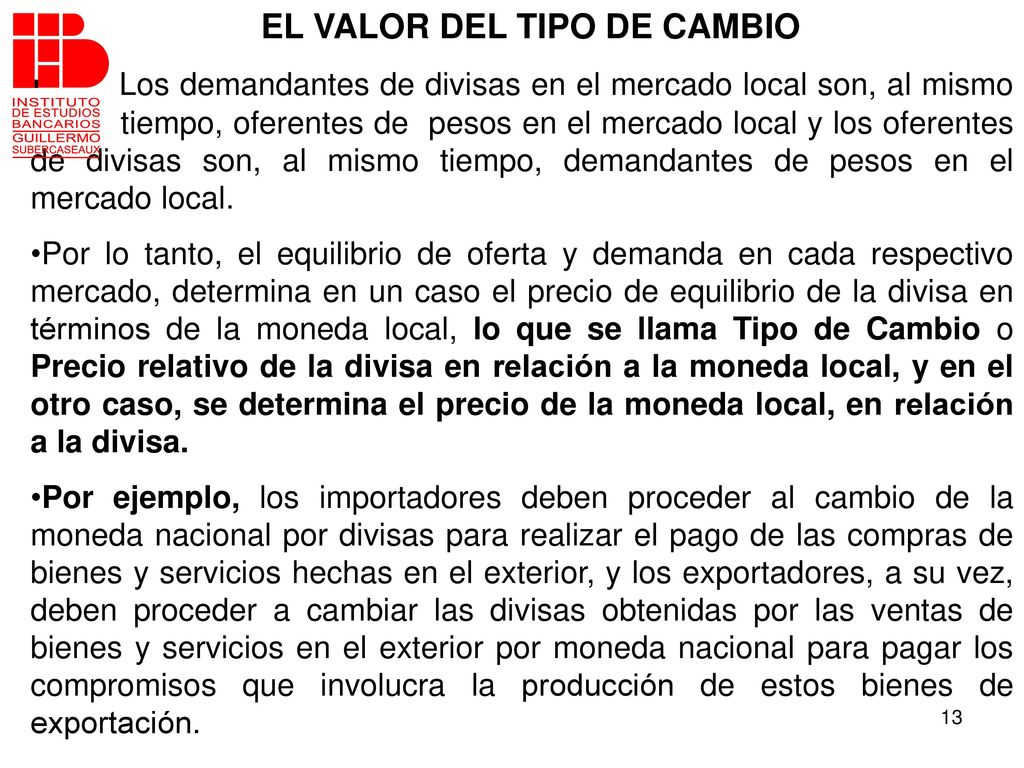 EL VALOR DEL TIPO DE CAMBIO