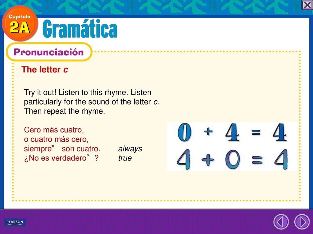 The letter c Try it out! Listen to this rhyme. Listen