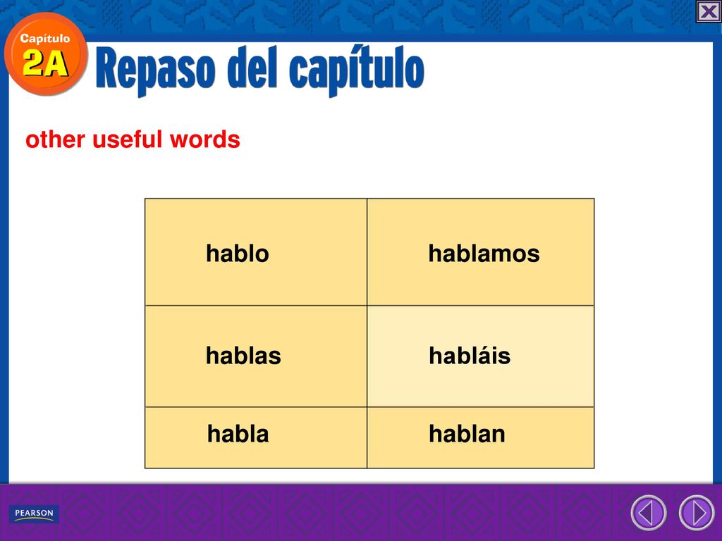 other useful words hablo hablamos hablas habláis habla hablan