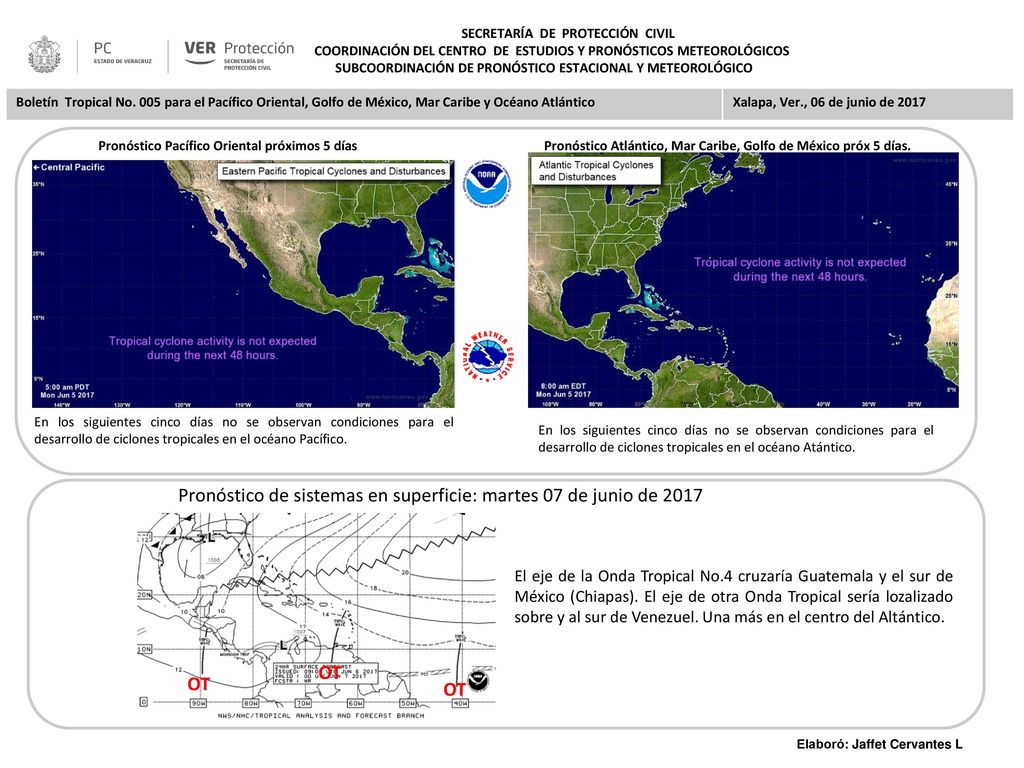 Pronóstico de sistemas en superficie: martes 07 de junio de 2017