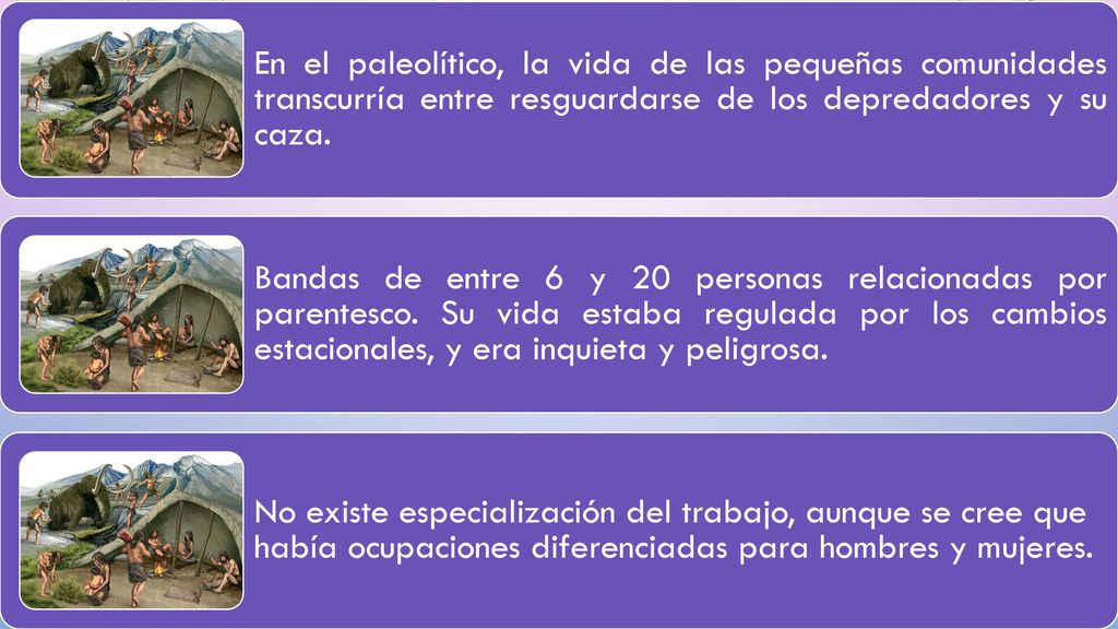 En el paleolítico, la vida de las pequeñas comunidades transcurría entre resguardarse de los depredadores y su caza.