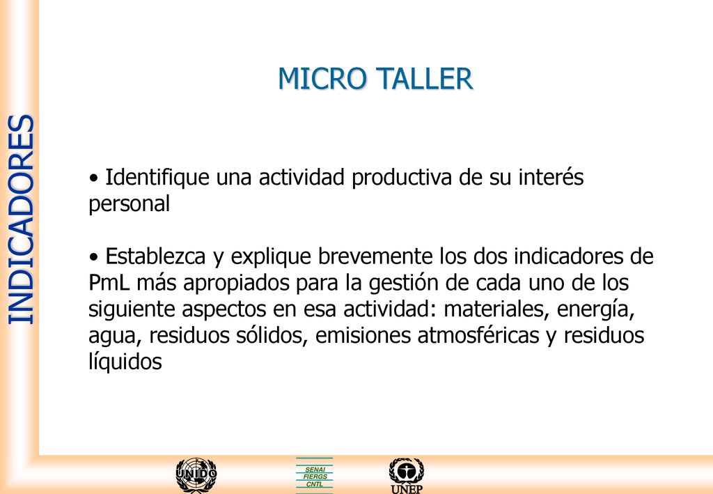 MICRO TALLER Identifique una actividad productiva de su interés personal.
