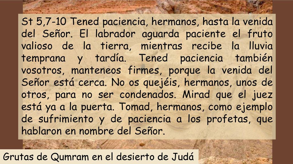 St 5,7-10 Tened paciencia, hermanos, hasta la venida del Señor