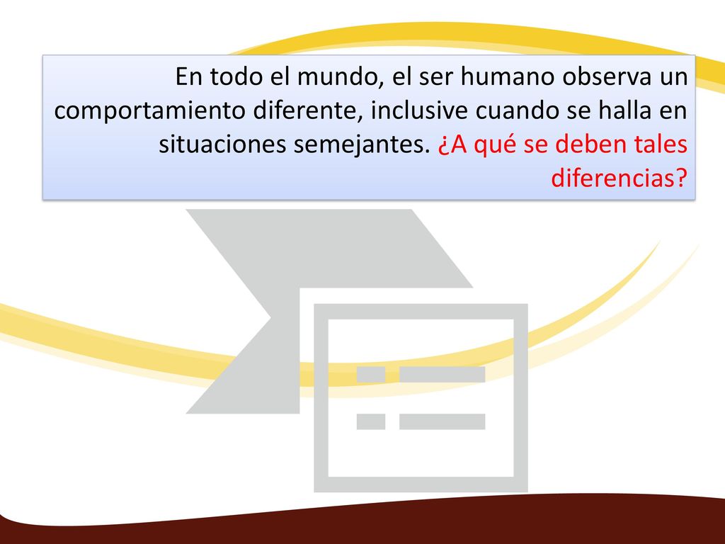 En todo el mundo, el ser humano observa un comportamiento diferente, inclusive cuando se halla en situaciones semejantes.