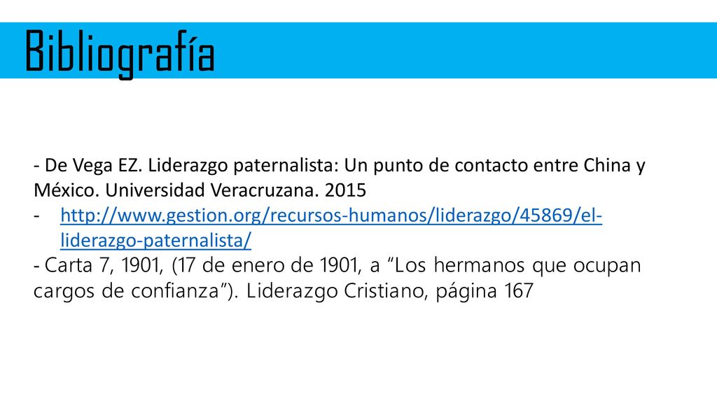Bibliografía - De Vega EZ. Liderazgo paternalista: Un punto de contacto entre China y México. Universidad Veracruzana