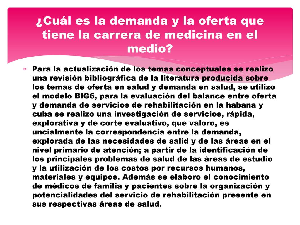 ¿Cuál es la demanda y la oferta que tiene la carrera de medicina en el medio
