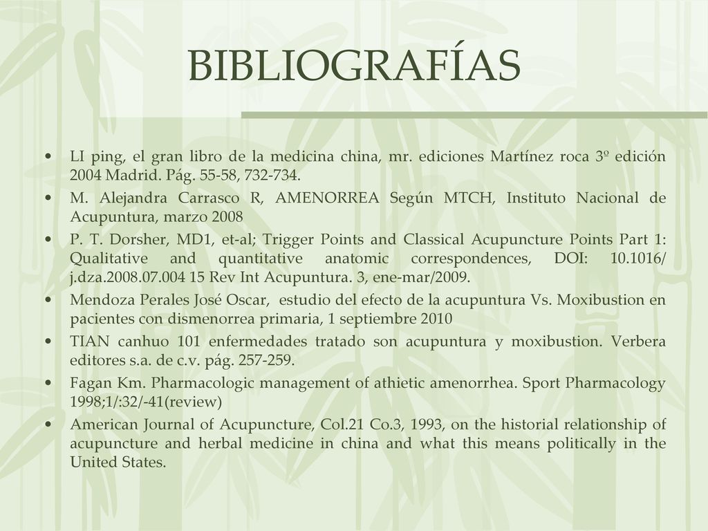 BIBLIOGRAFÍAS LI ping, el gran libro de la medicina china, mr. ediciones Martínez roca 3º edición 2004 Madrid. Pág ,