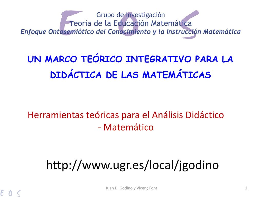 UN MARCO TEÓRICO INTEGRATIVO PARA LA DIDÁCTICA DE LAS MATEMÁTICAS