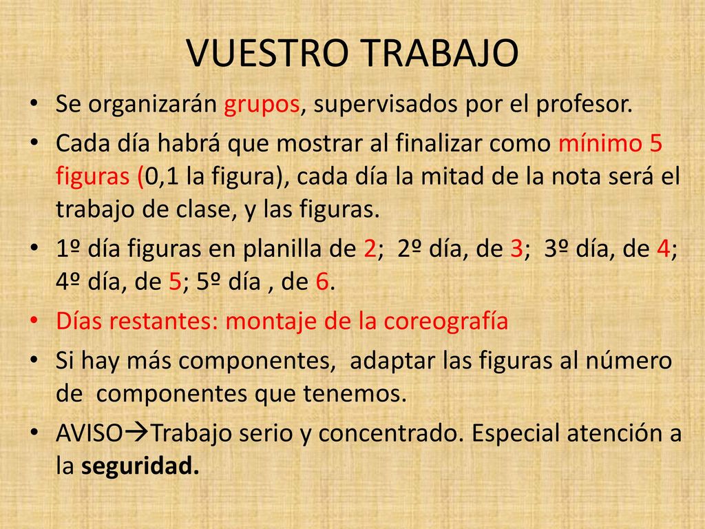 VUESTRO TRABAJO Se organizarán grupos, supervisados por el profesor.