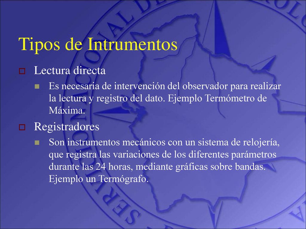 Tipos de Intrumentos Lectura directa Registradores