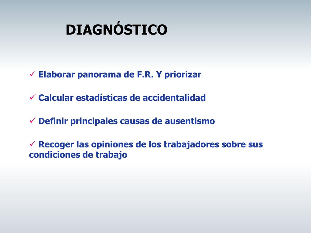 DIAGNÓSTICO Elaborar panorama de F.R. Y priorizar