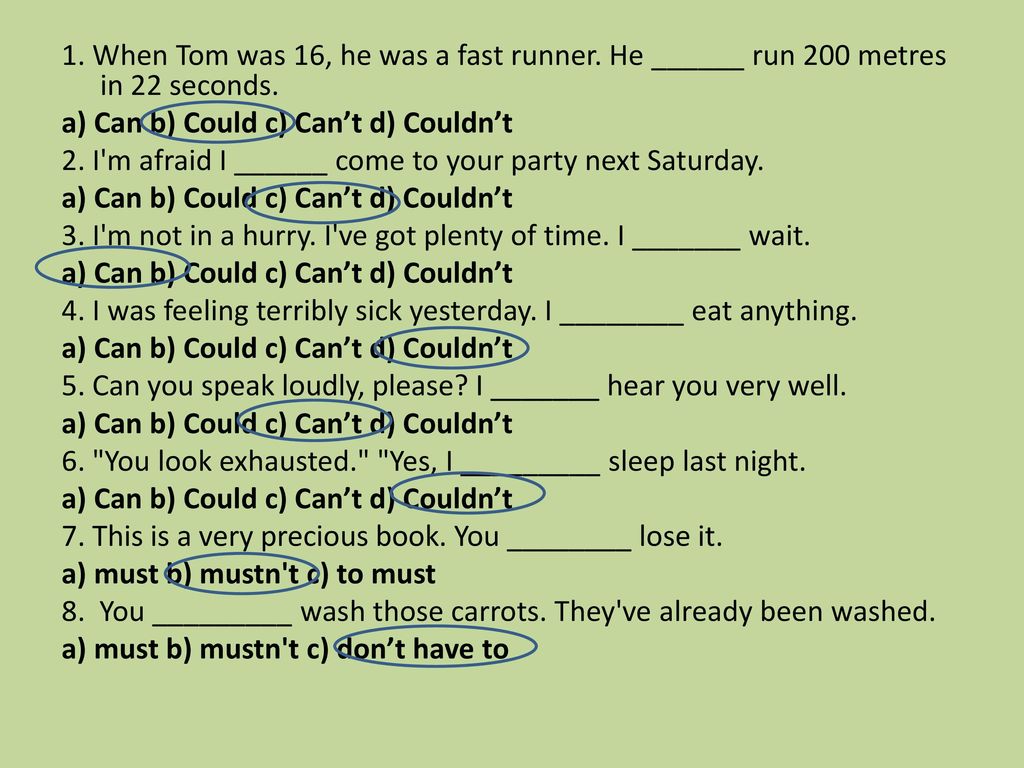 1. When Tom was 16, he was a fast runner