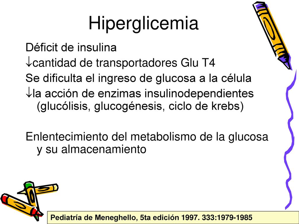 Hiperglicemia Déficit de insulina cantidad de transportadores Glu T4