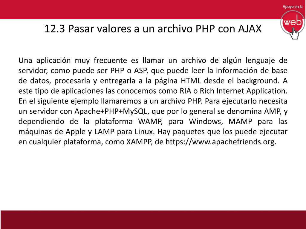 12.3 Pasar valores a un archivo PHP con AJAX