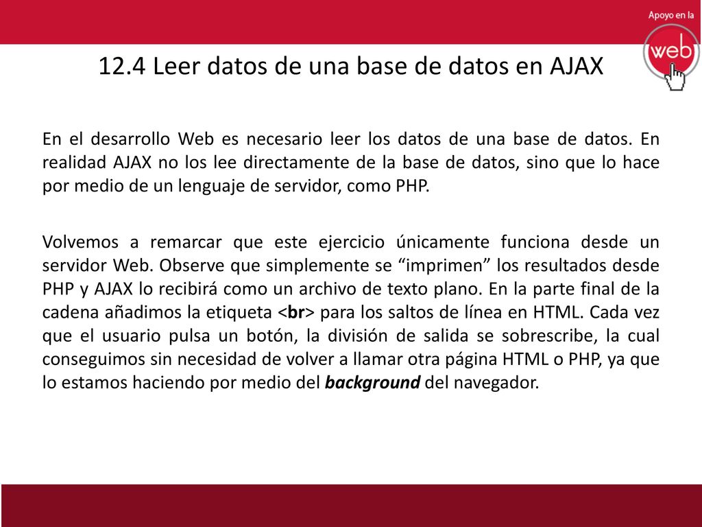 12.4 Leer datos de una base de datos en AJAX