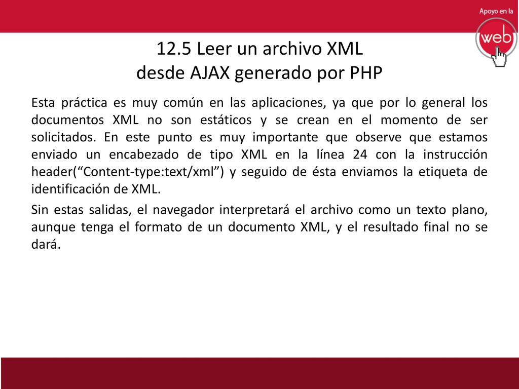 12.5 Leer un archivo XML desde AJAX generado por PHP