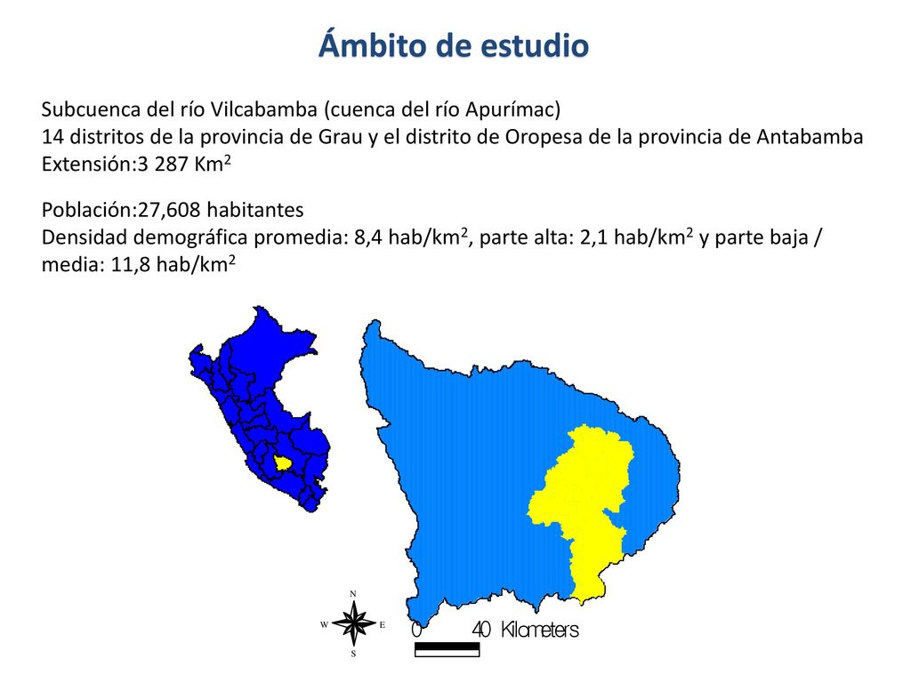 Ámbito de estudio Subcuenca del río Vilcabamba (cuenca del río Apurímac)