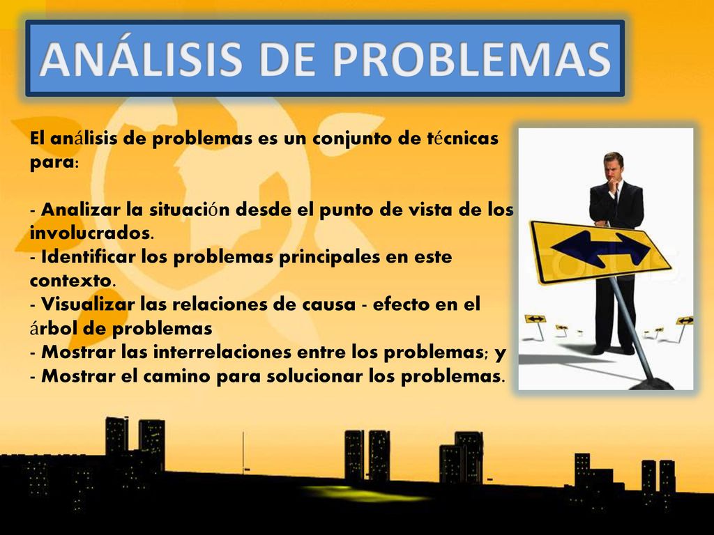 ANÁLISIS DE PROBLEMAS El análisis de problemas es un conjunto de técnicas para:
